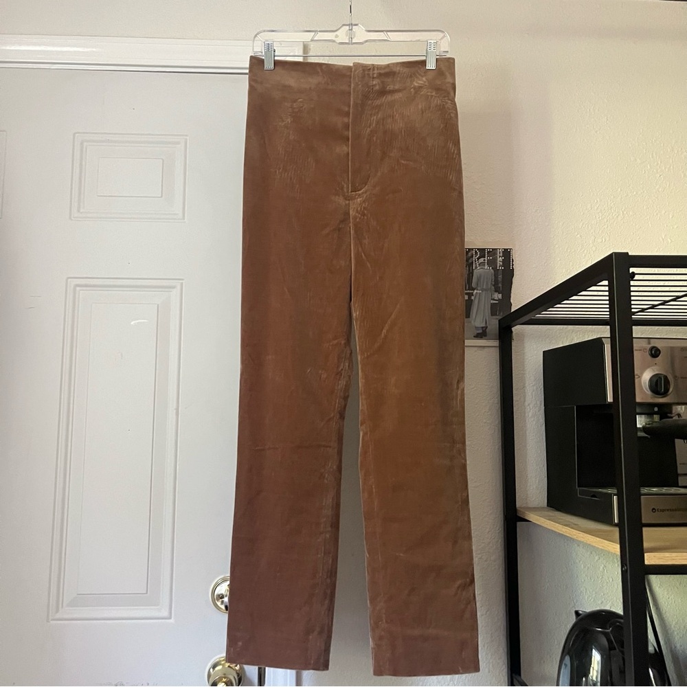 NWOT SCANLAN THEODORE brown suede straight slim leg pants